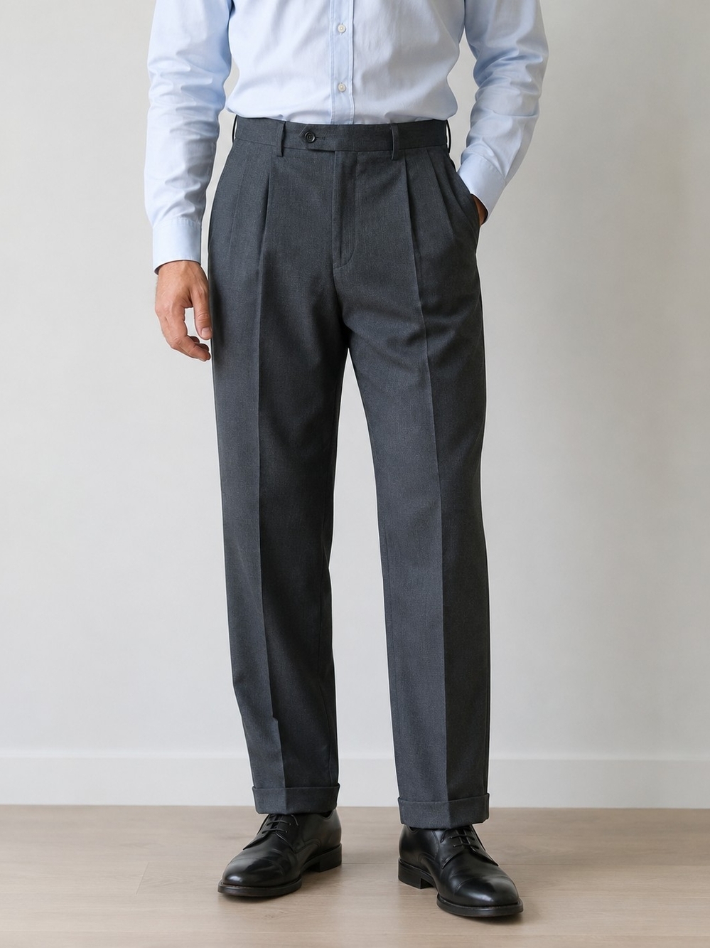 Lauren Ralph Lauren Men's Gray Pleated Cuffed Dress Pants 32x30